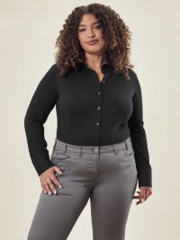 Jersey Hemd Damen Schwarz